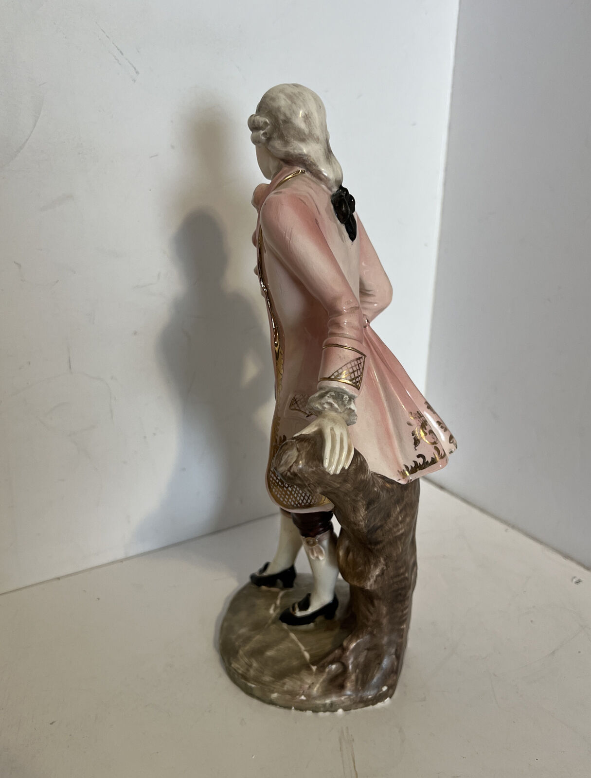 Vintage Porcelain V Bertolloti figurine 1800’s theme dressed See Description.
