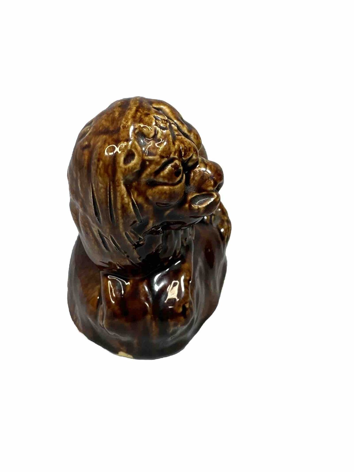VERY RARE 1800s ANTIQUE RECLINING LION ROCKINGHAM STAFFORSHIRE YELLOW WARE MINT