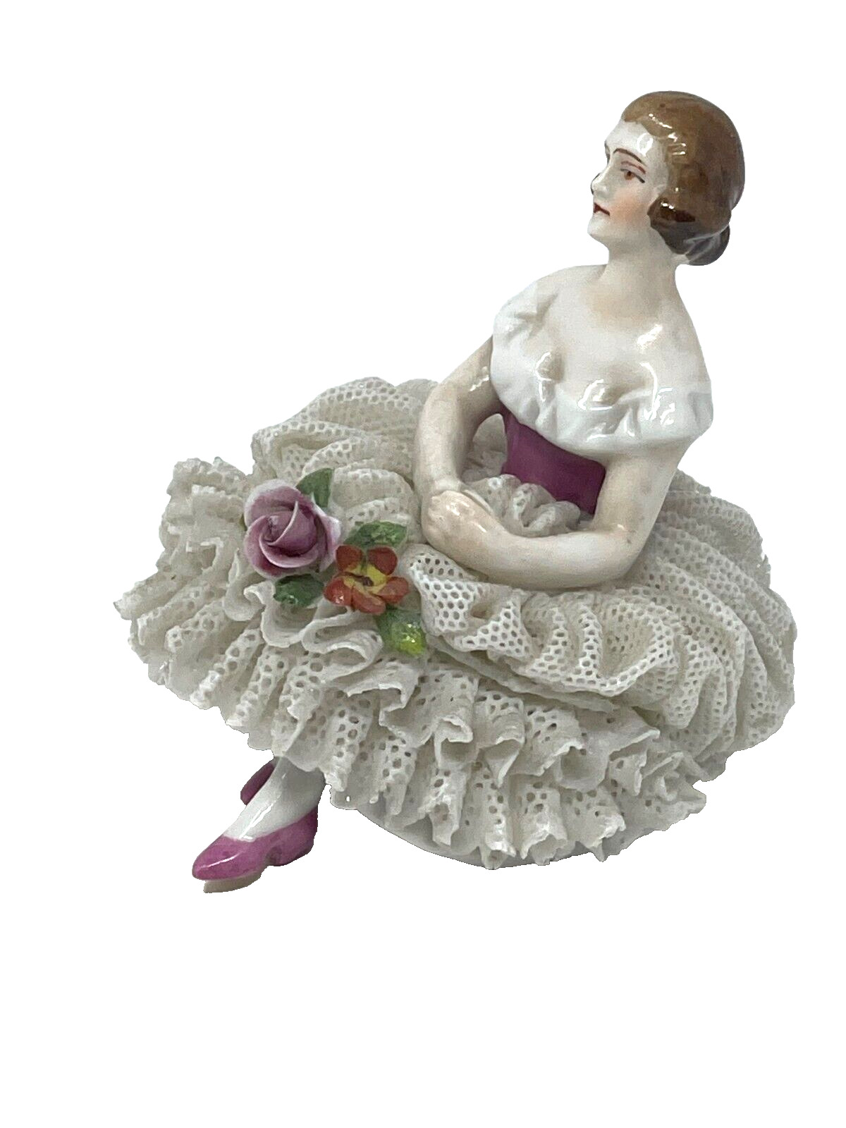 Heirloom Antique Sitting Dancer Porcelain Figurine Late 1800s-Early 1900s (#14a)