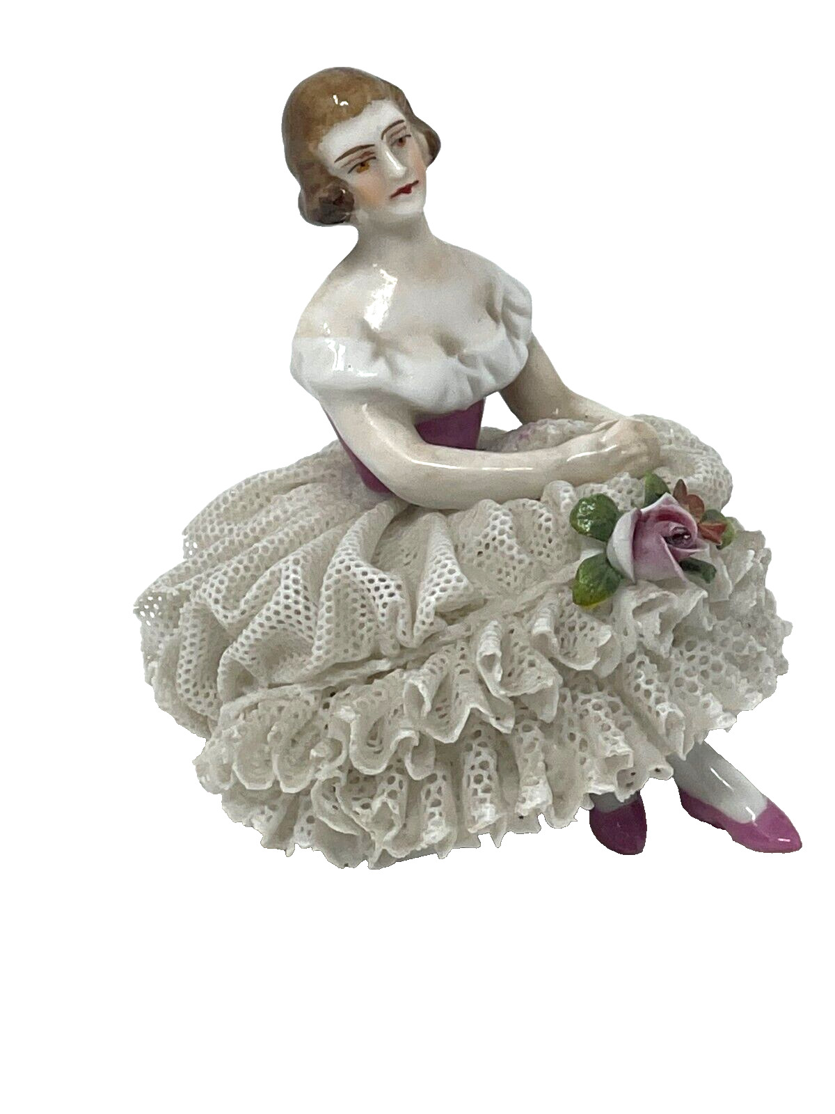 Heirloom Antique Sitting Dancer Porcelain Figurine Late 1800s-Early 1900s (#14a)