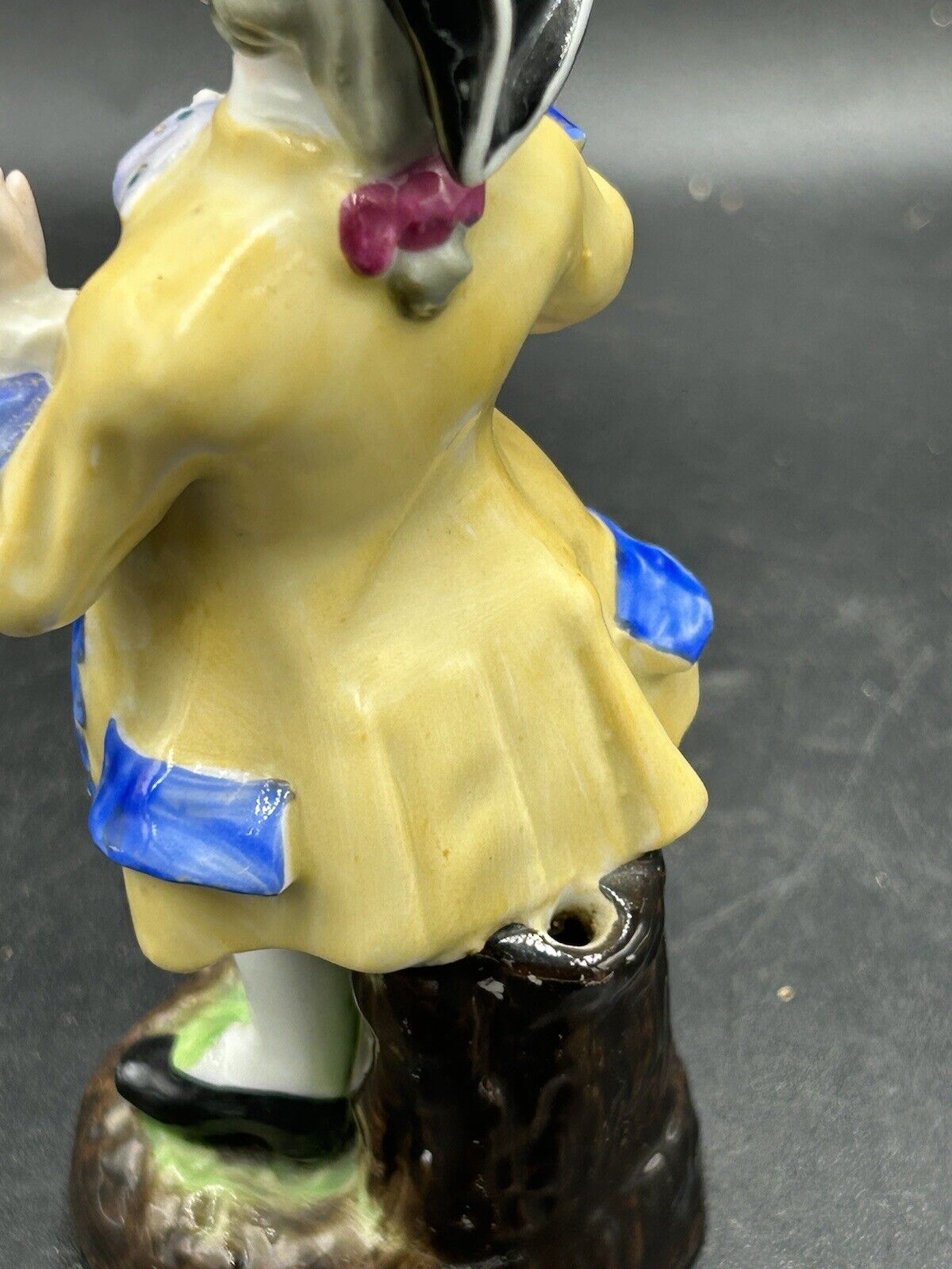 Antique Early 1800s Porcelain Boy W/ Tricorn Hat Flower In Hand 5” Tall