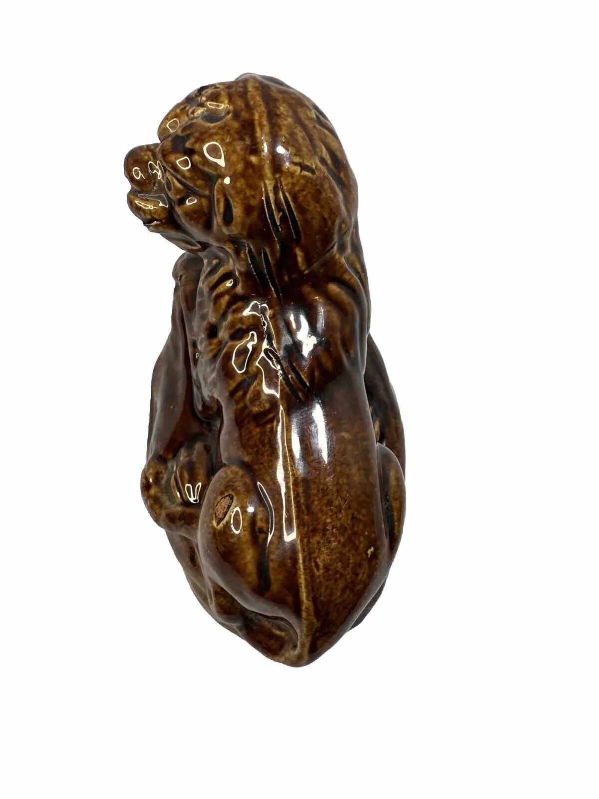 VERY RARE 1800s ANTIQUE RECLINING LION ROCKINGHAM STAFFORSHIRE YELLOW WARE MINT