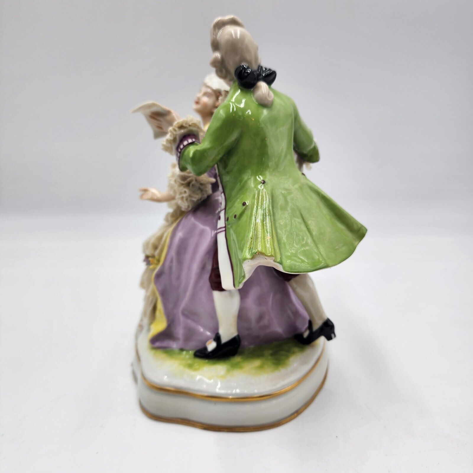 Antique Signed CARL THIEME Dresden Lace Potschappel Figurine Rococo Couple