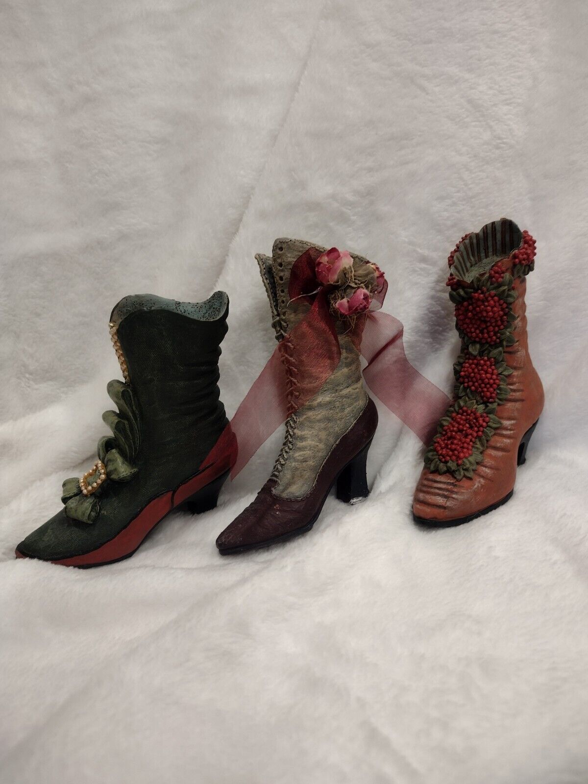 Vintage Miniature 1800's Boot Figurines Collection Set Of 3