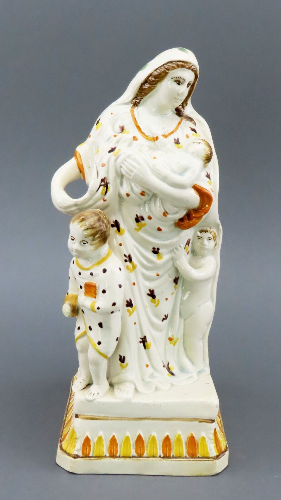 Late 1800s English Staffordshire Virtue Charity Figurine of Woman and Children