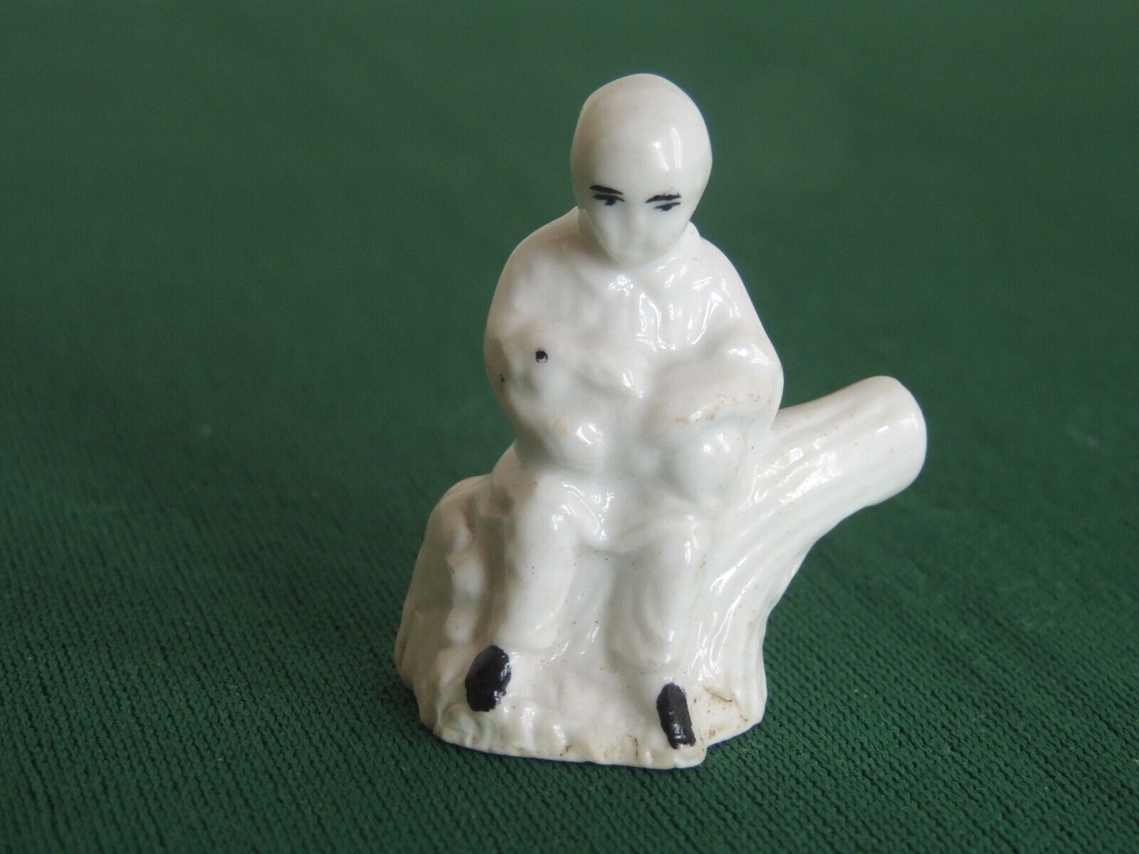 Antique 1800s Staffordshire Boy Bunny Rabbit stump Fairing Whistle Toy Folk art