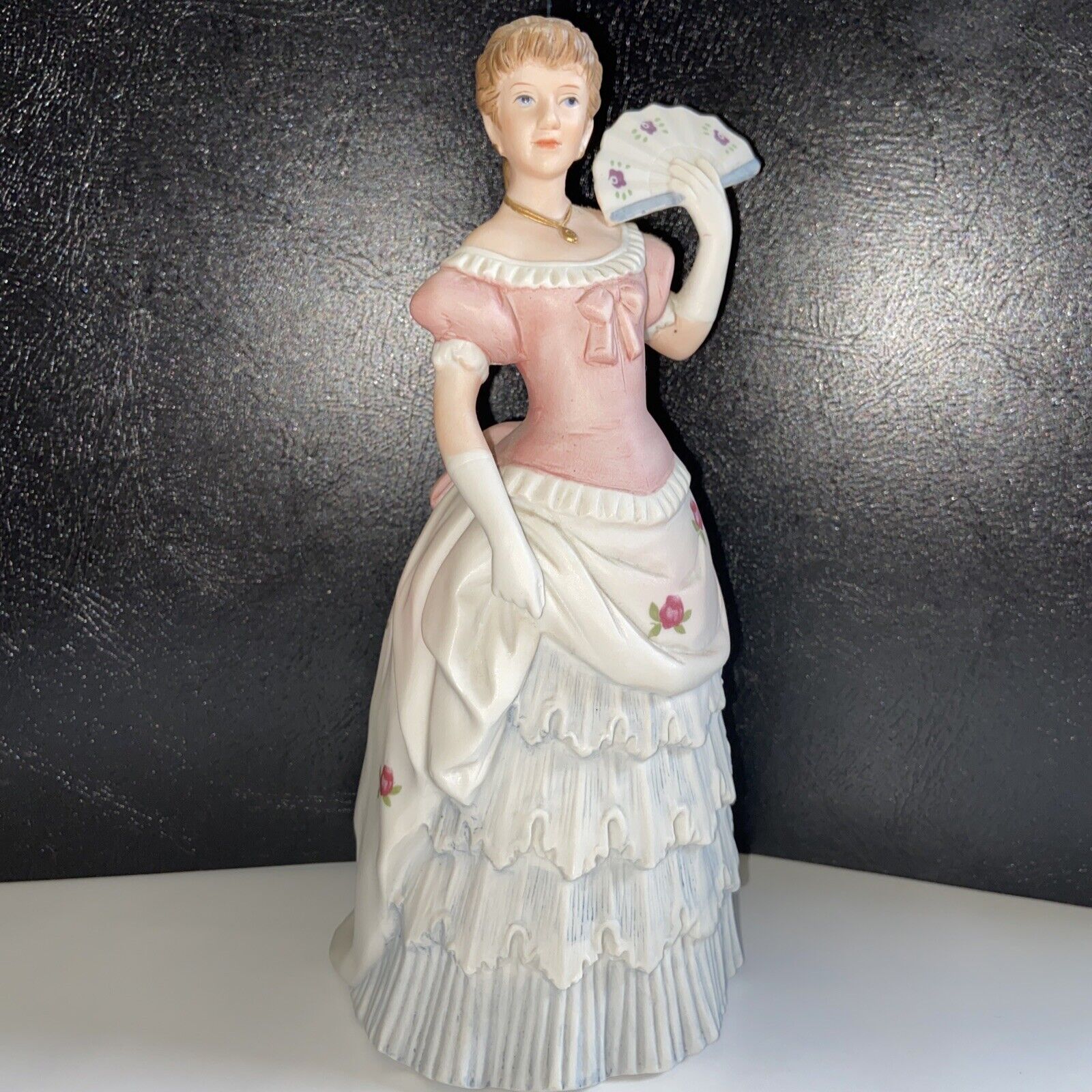 Vintage Lady Figurine Petticoat Dress Pink Southern Bell 1800’s