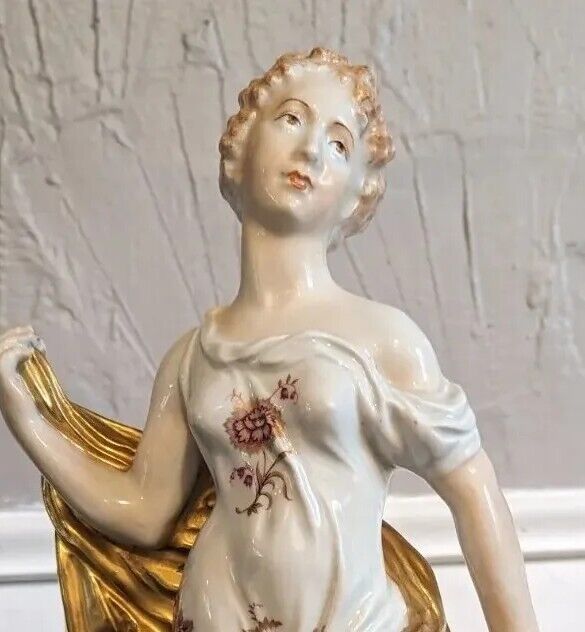 Beautiful Antique Early 1800s Capodimonte Porcelain Woman Lady Statue 