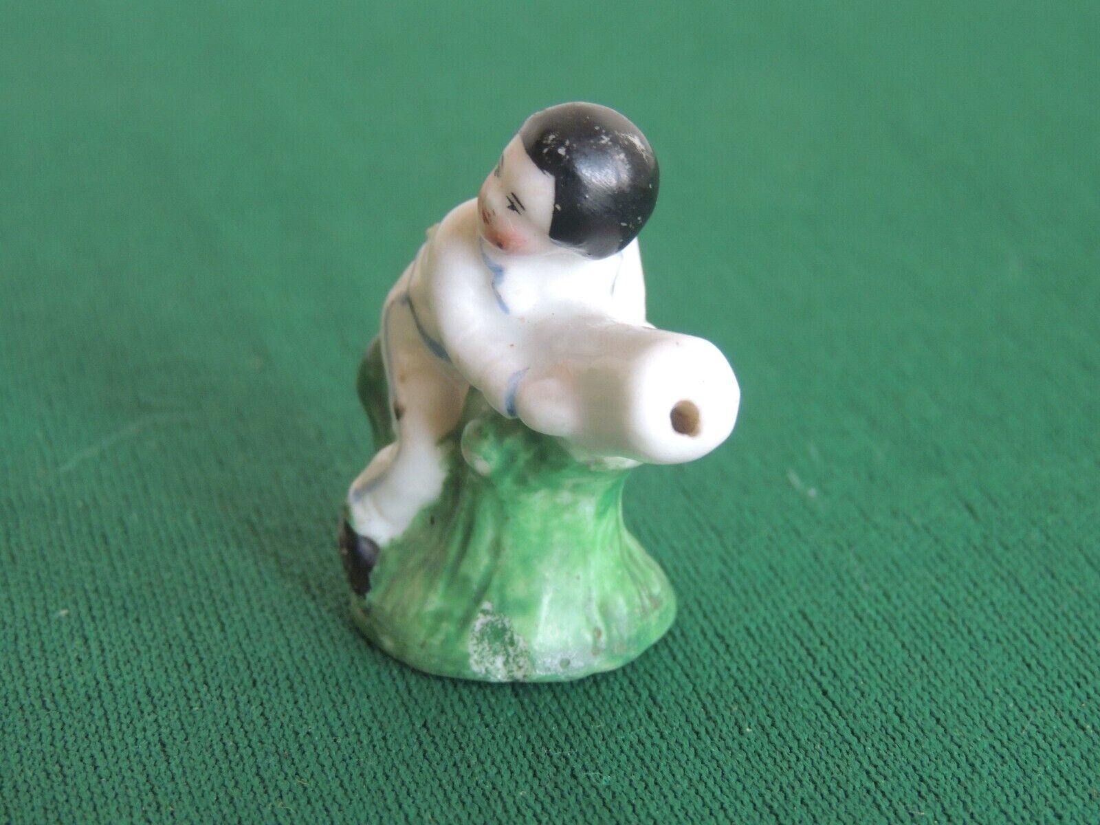 Antique 1800s Staffordshire Boy Tree stump branch Whistle Fairing Toy Folk art