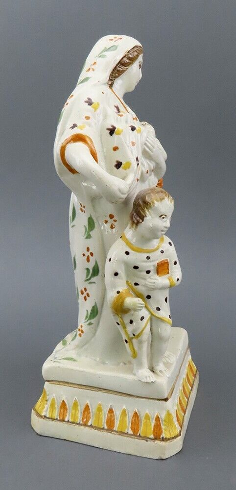 Late 1800s English Staffordshire Virtue Charity Figurine of Woman and Children