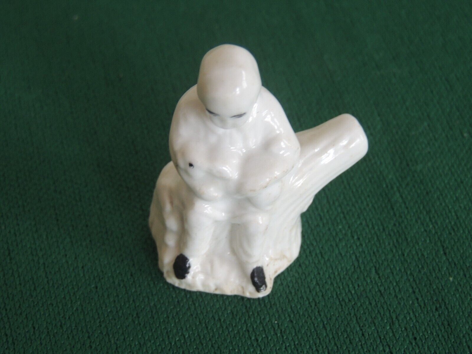 Antique 1800s Staffordshire Boy Bunny Rabbit stump Fairing Whistle Toy Folk art