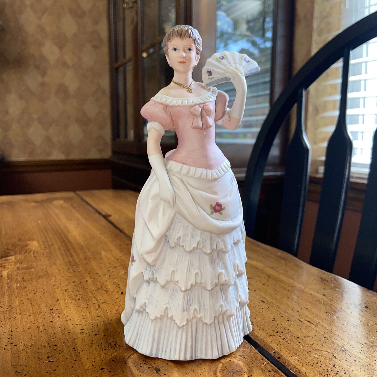 Vintage Lady Figurine Petticoat Dress Pink Southern Bell 1800’s