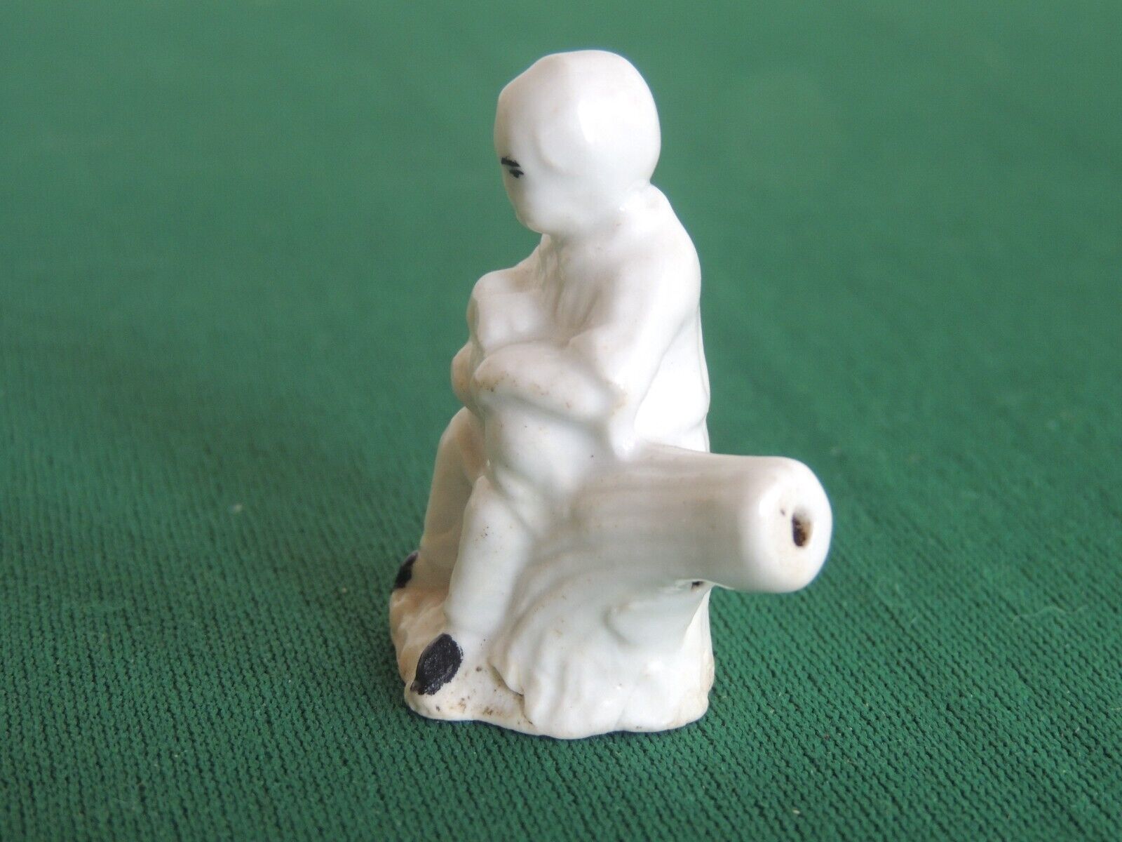 Antique 1800s Staffordshire Boy Bunny Rabbit stump Fairing Whistle Toy Folk art