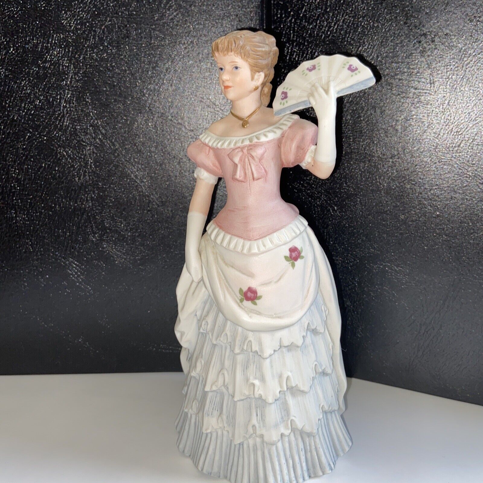 Vintage Lady Figurine Petticoat Dress Pink Southern Bell 1800’s