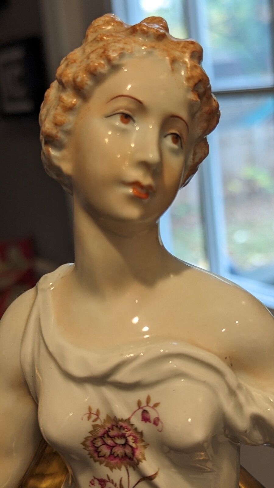 Beautiful Antique Early 1800s Capodimonte Porcelain Woman Lady Statue 