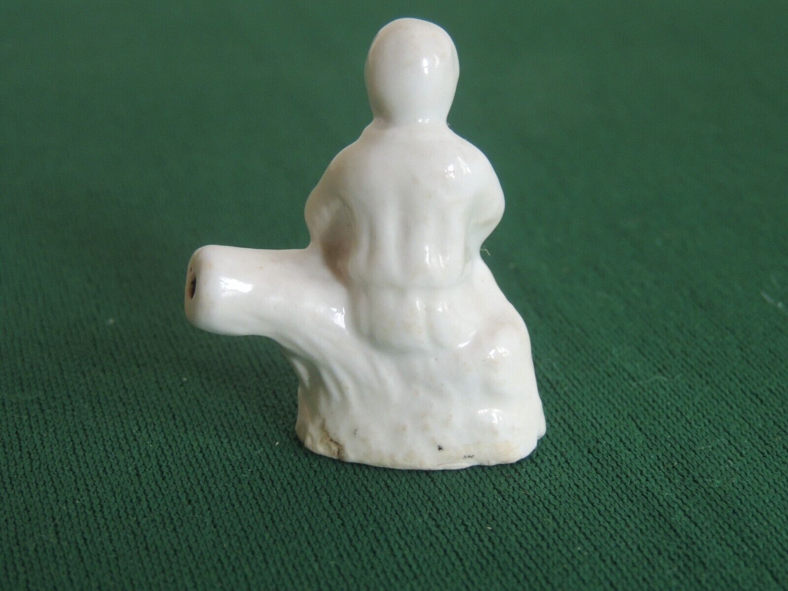 Antique 1800s Staffordshire Boy Bunny Rabbit stump Fairing Whistle Toy Folk art
