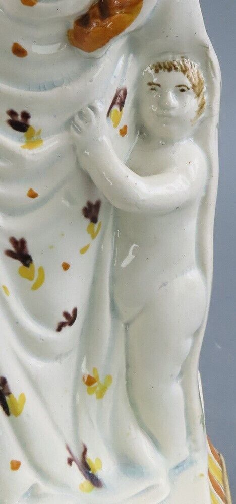 Late 1800s English Staffordshire Virtue Charity Figurine of Woman and Children