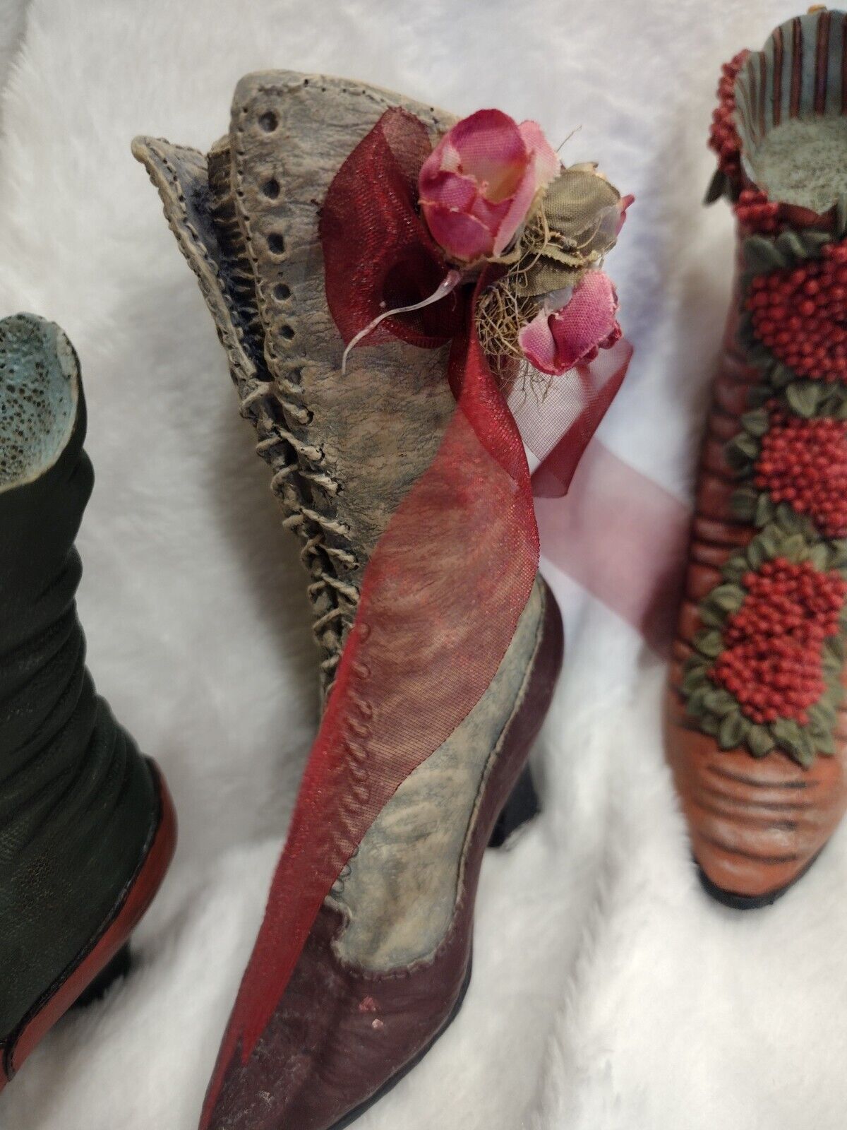 Vintage Miniature 1800's Boot Figurines Collection Set Of 3