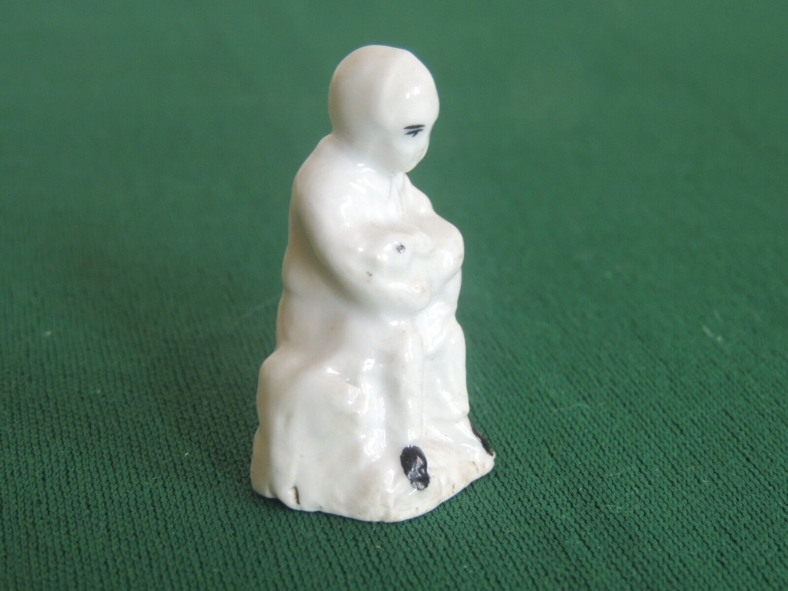 Antique 1800s Staffordshire Boy Bunny Rabbit stump Fairing Whistle Toy Folk art