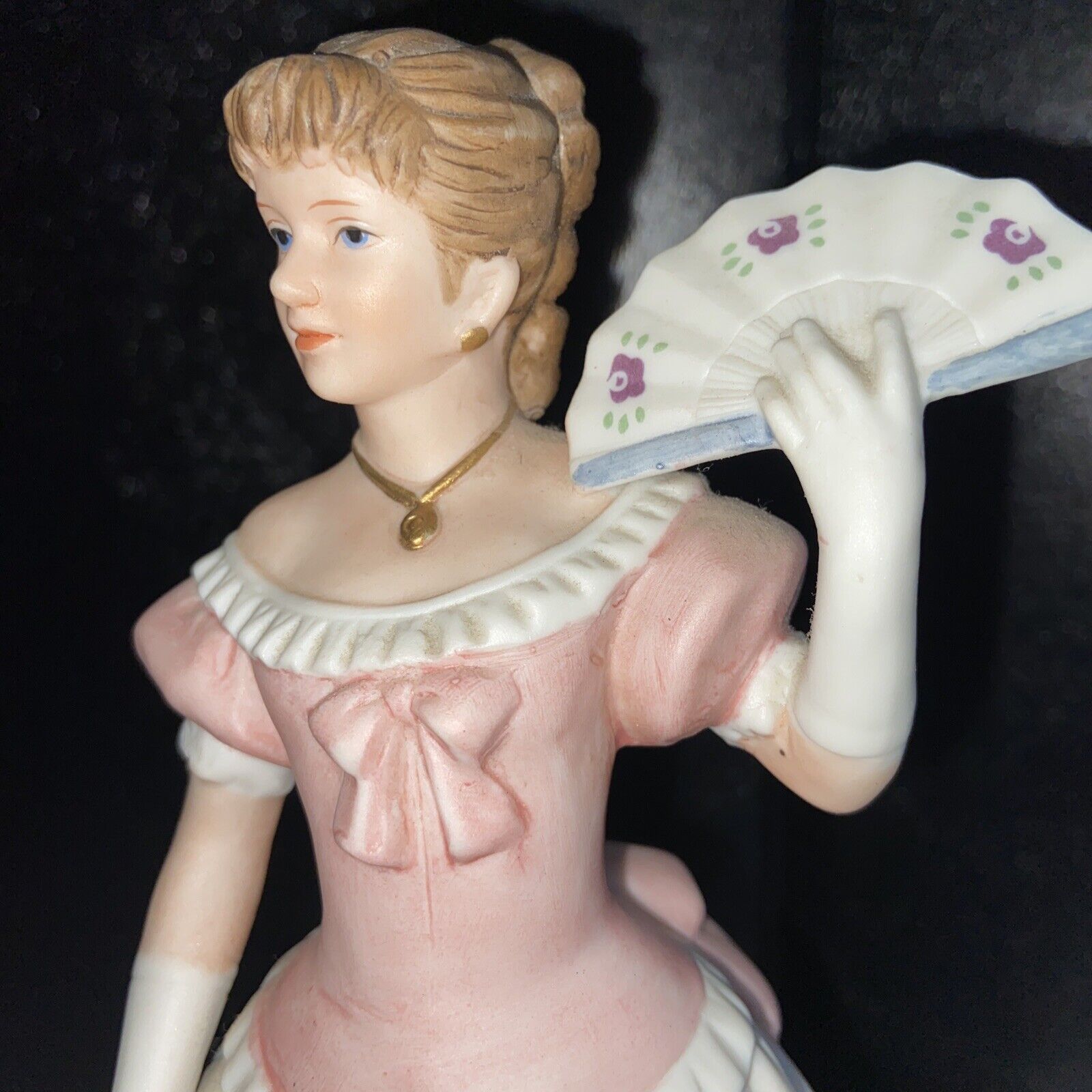 Vintage Lady Figurine Petticoat Dress Pink Southern Bell 1800’s