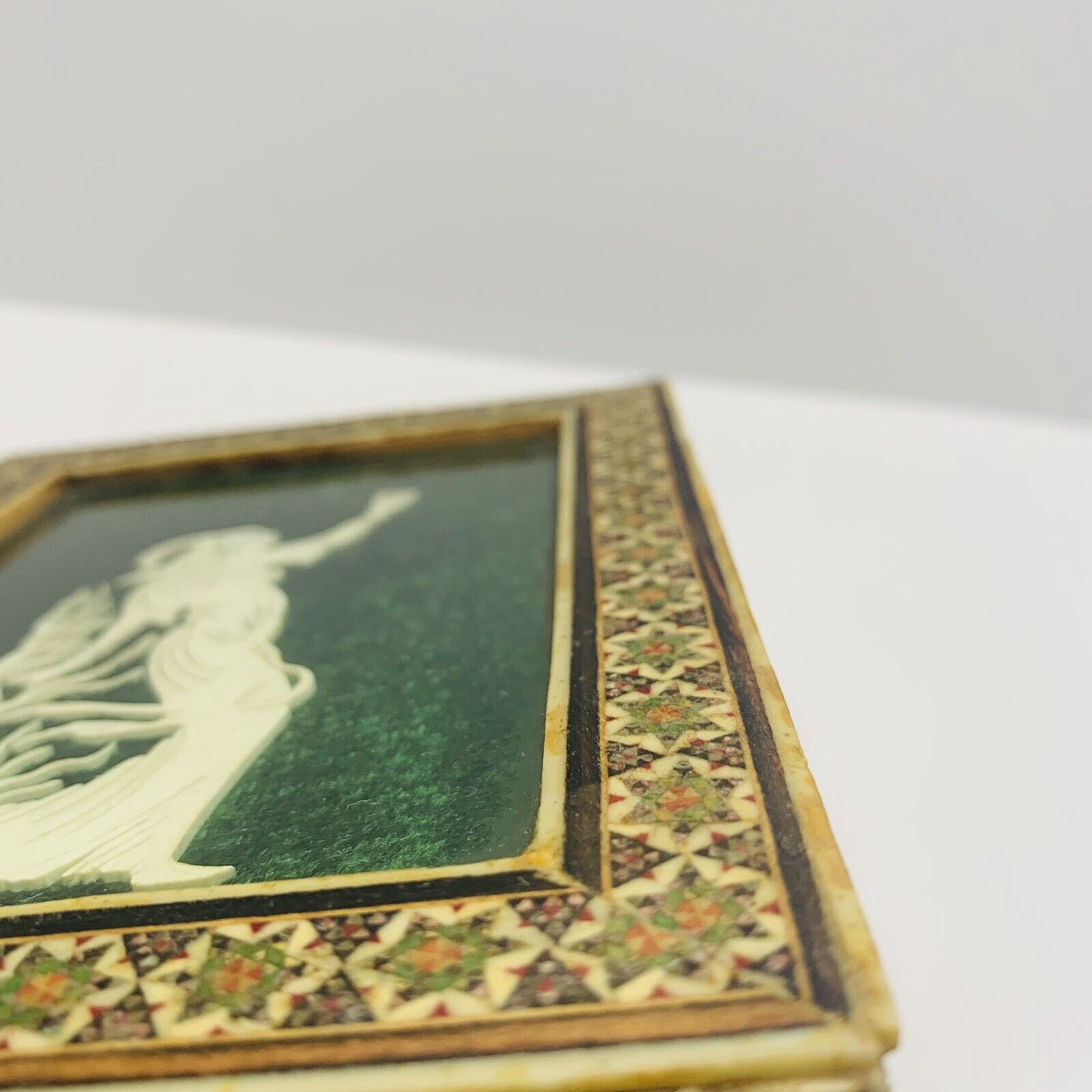 Antique Decor “RARE-GREEK GODDESS HEBE” Hand Made Mosaic Frame W/ Sculpture Art