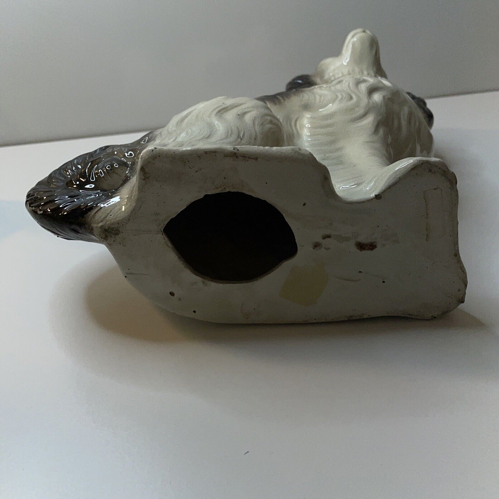 1800's STAFFORDSHIRE WHITE & GOLD MANTLE SPANIEL DOG FIGURINE 11'' AL6.1 READ