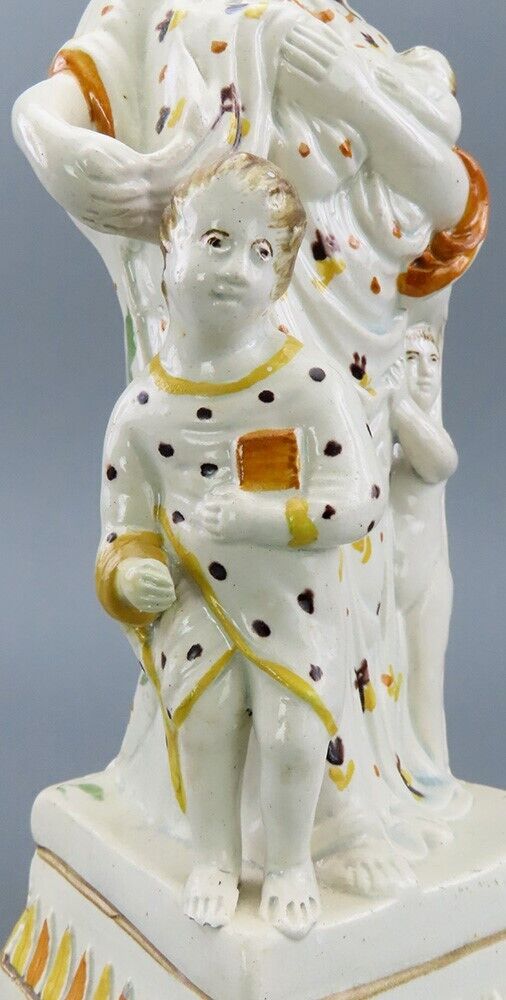Late 1800s English Staffordshire Virtue Charity Figurine of Woman and Children