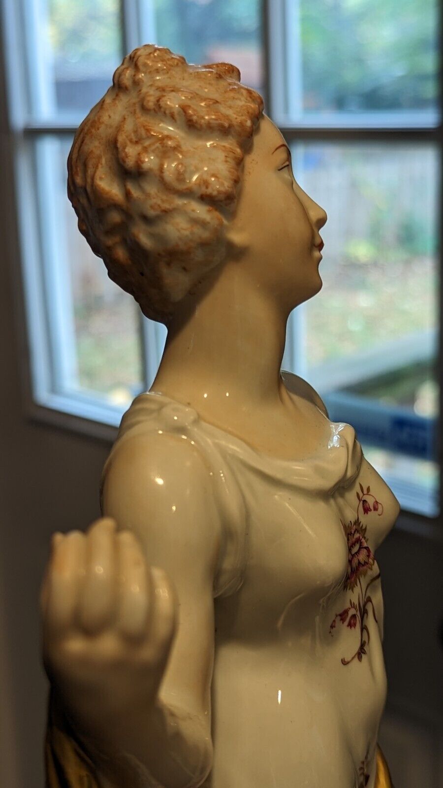 Beautiful Antique Early 1800s Capodimonte Porcelain Woman Lady Statue 