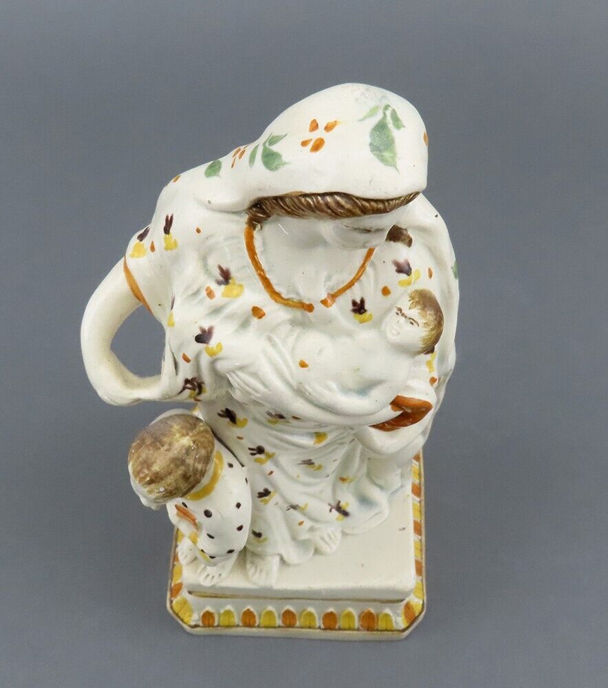 Late 1800s English Staffordshire Virtue Charity Figurine of Woman and Children