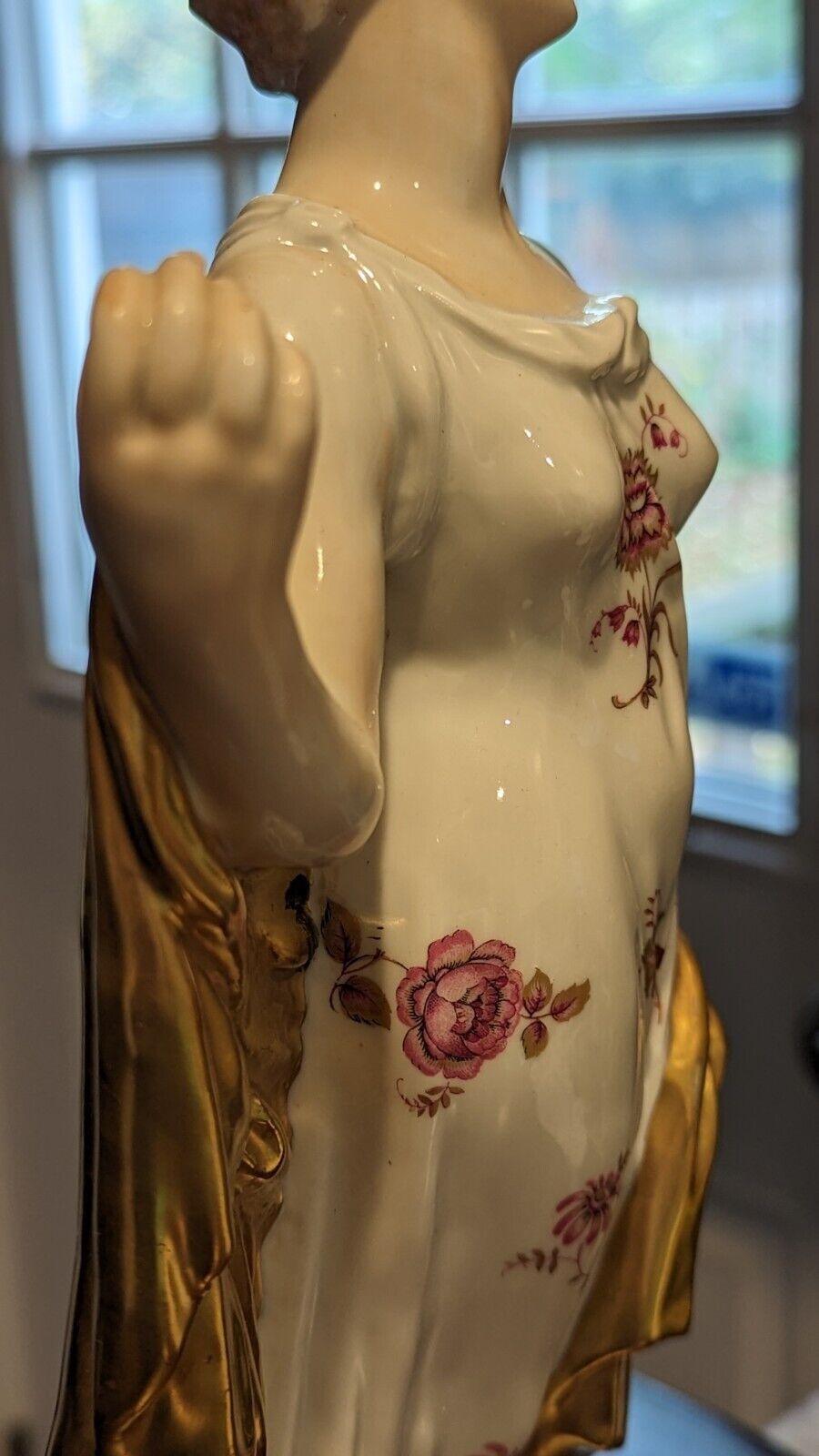 Beautiful Antique Early 1800s Capodimonte Porcelain Woman Lady Statue 