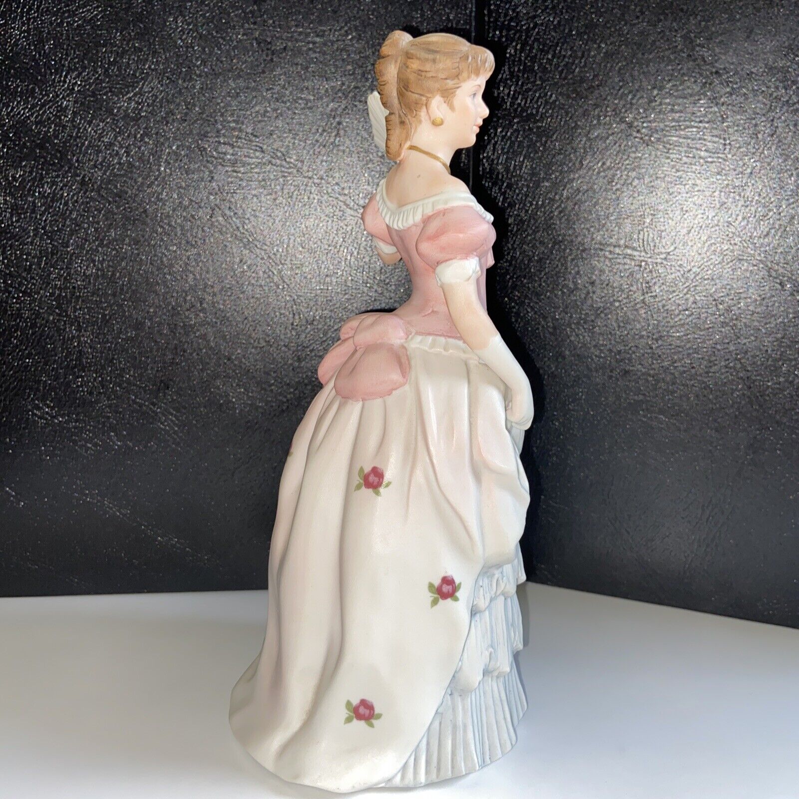 Vintage Lady Figurine Petticoat Dress Pink Southern Bell 1800’s
