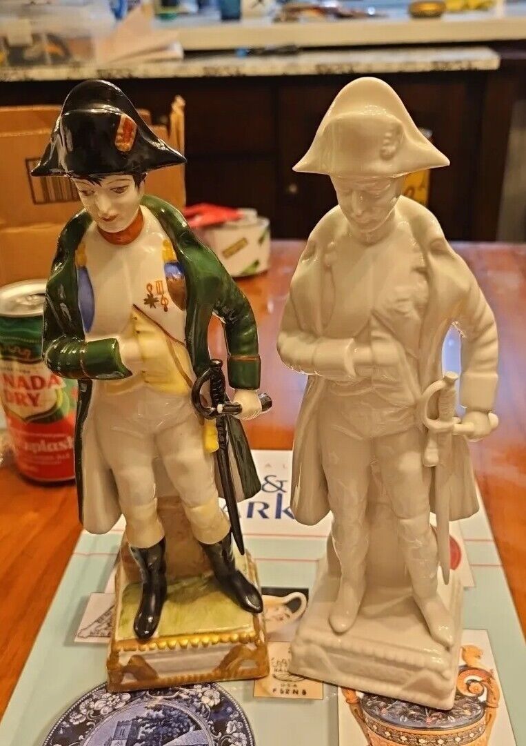 Pair Mid 1800s Napoleon Dresden Style Handcrafted Figurines 10" Finished And Un.
