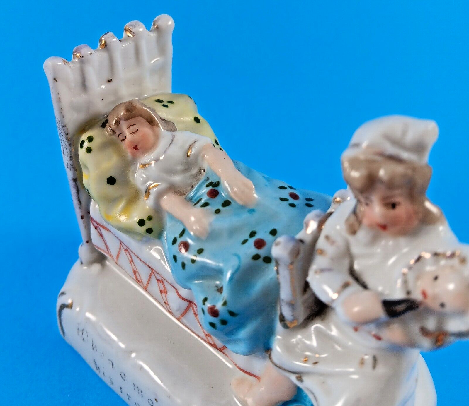 1800's German Victorian Porcelain  "When a Man is Married his troubles begin"