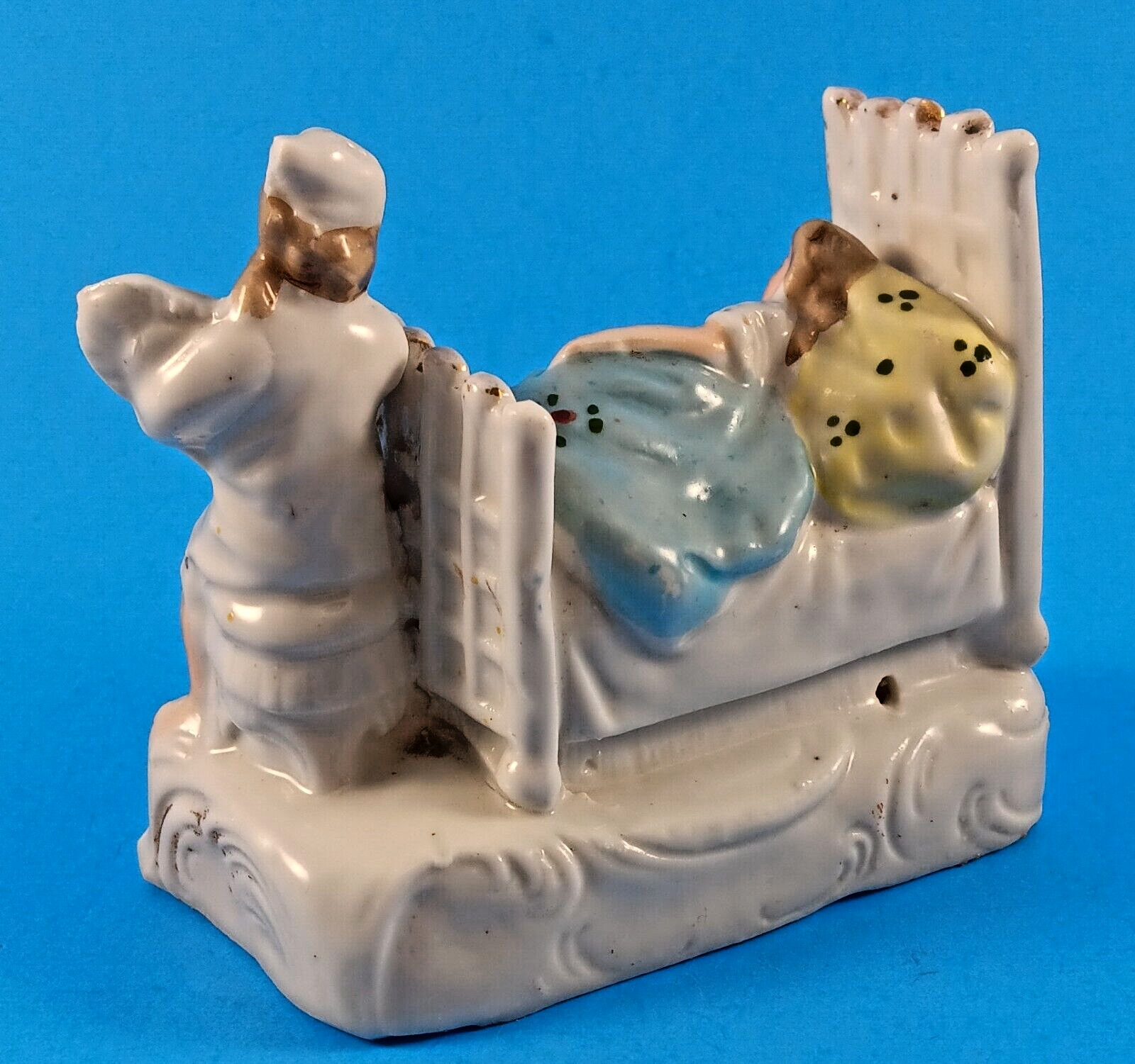 1800's German Victorian Porcelain  "When a Man is Married his troubles begin"
