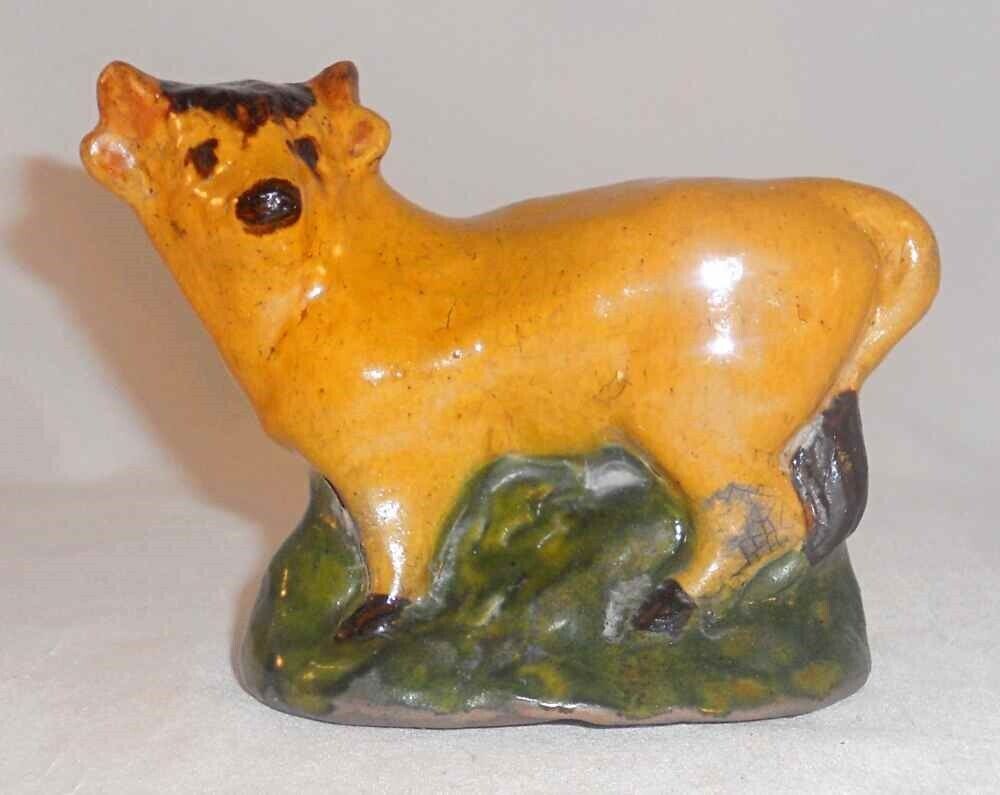 Shooner Contemporary Redware Glazed Child's Toy Folk Art Cow Standing Figurine