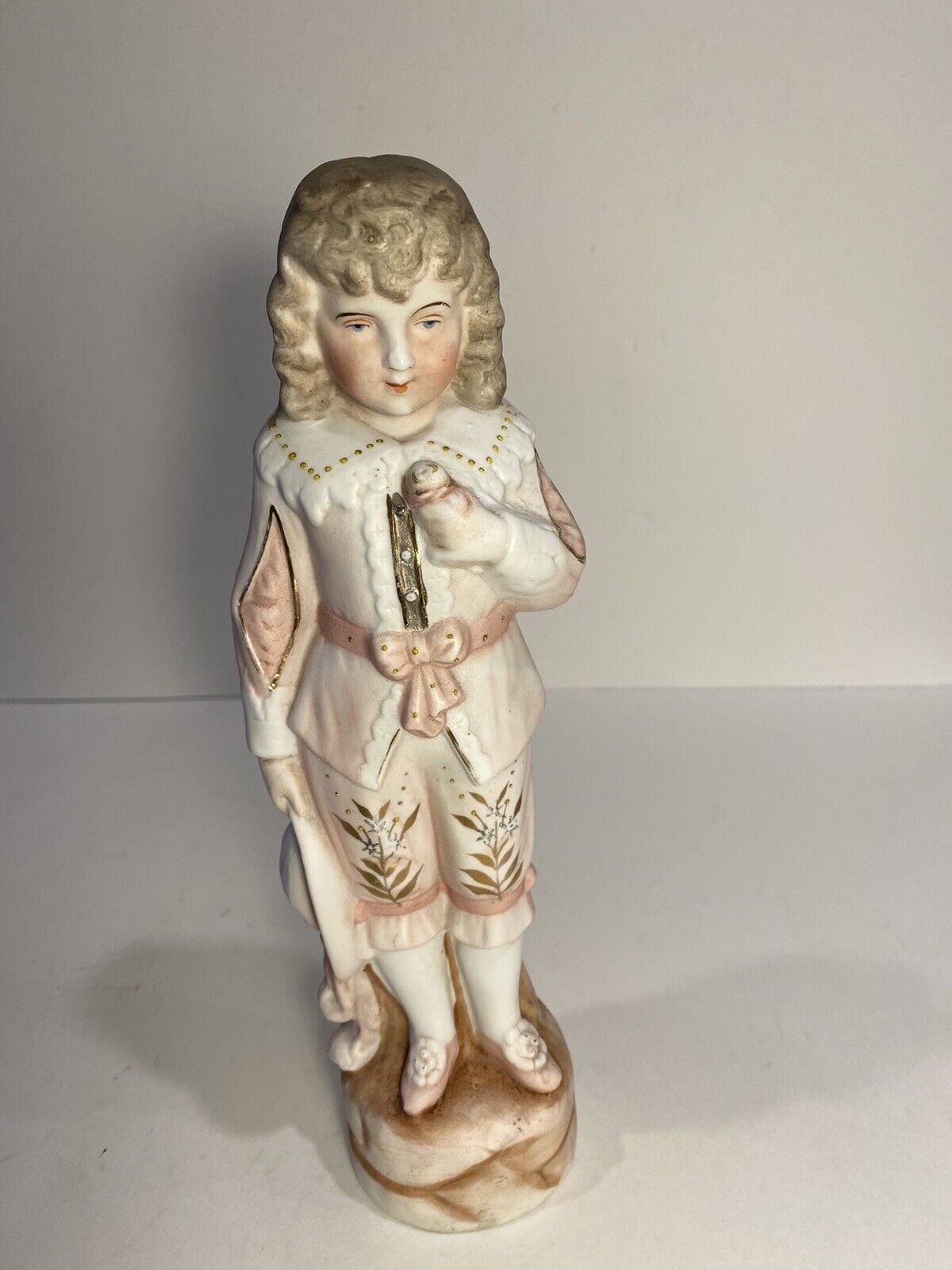 Antique German Bisque Figurine Man With Rose & Hat,  Marked 5264 From 1800s Vtg