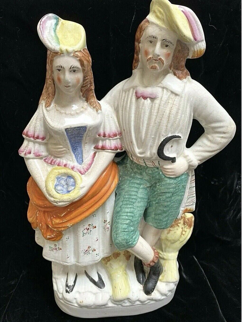 Staffordshire Mid 1800’s Huge Figurine Couple Doorstop