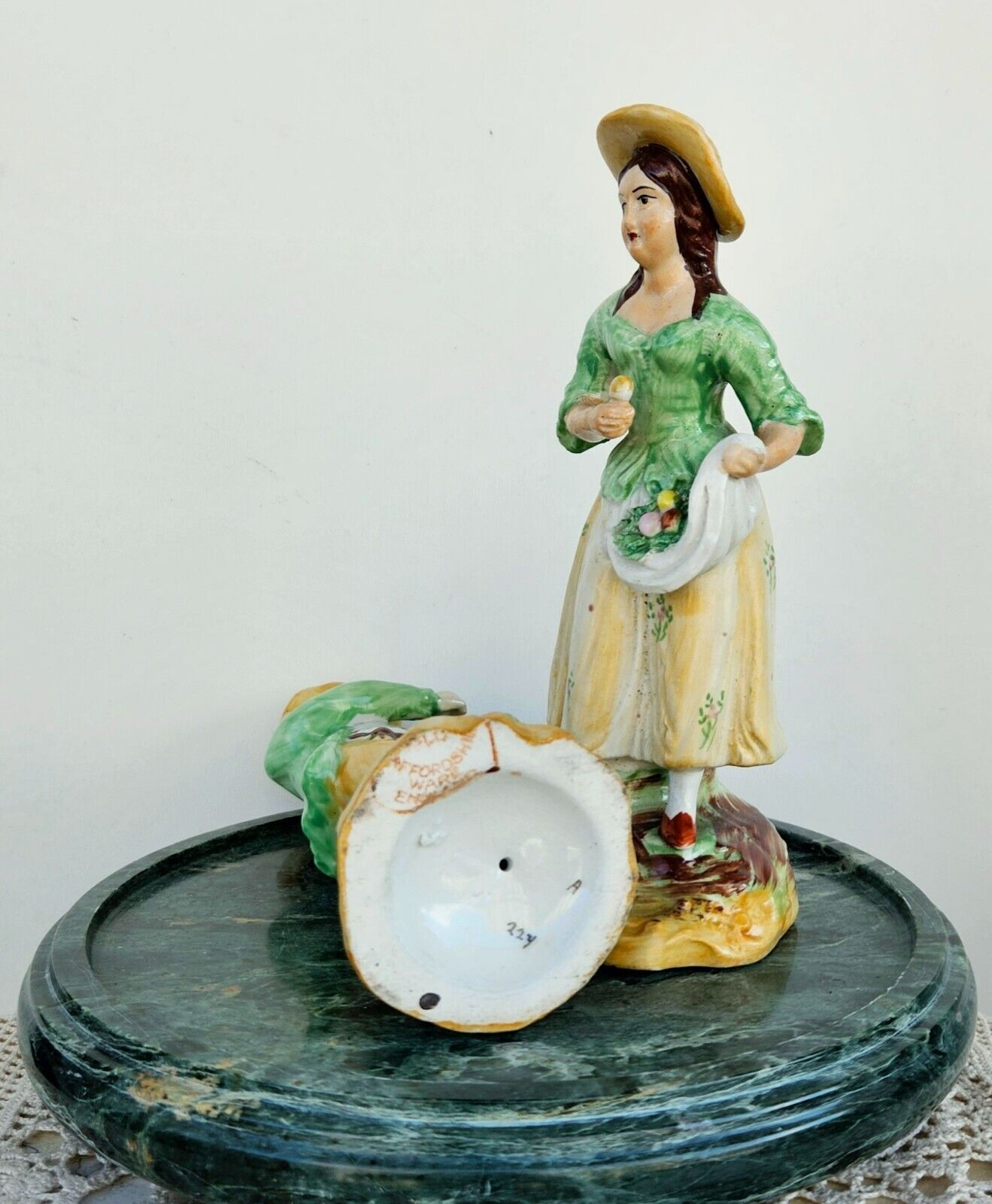 Antique Pair Old Staffordshire Porcelain Figurine England 1800s