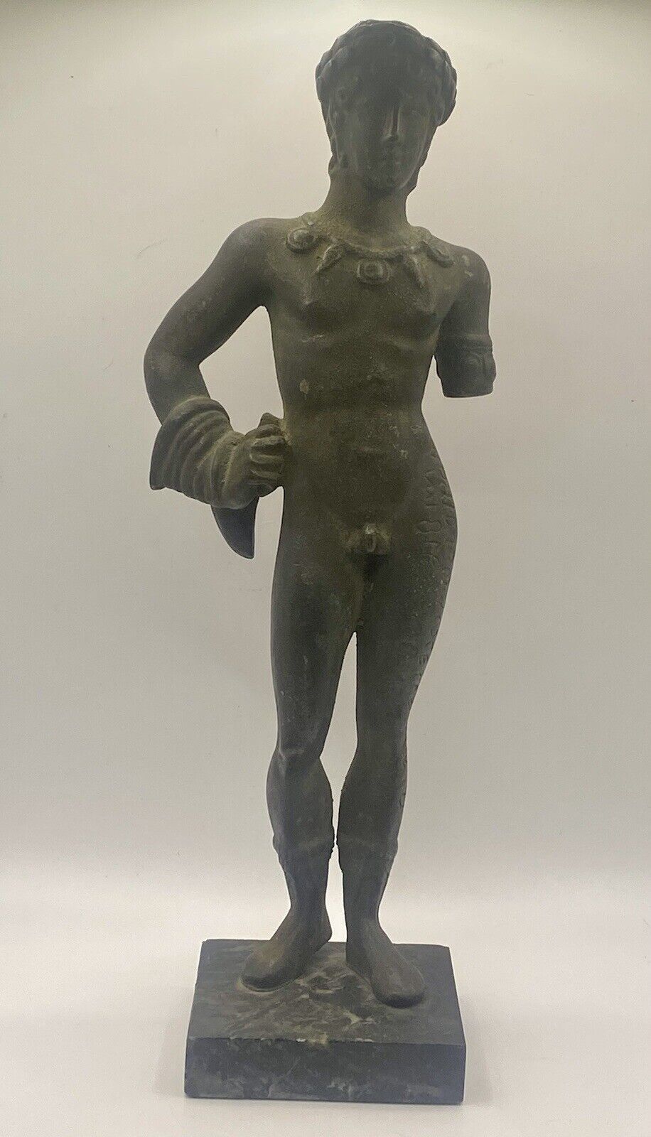 Antique RARE 1800s After Etruscan Bronze Aplu God Of Thunder Statue 11"