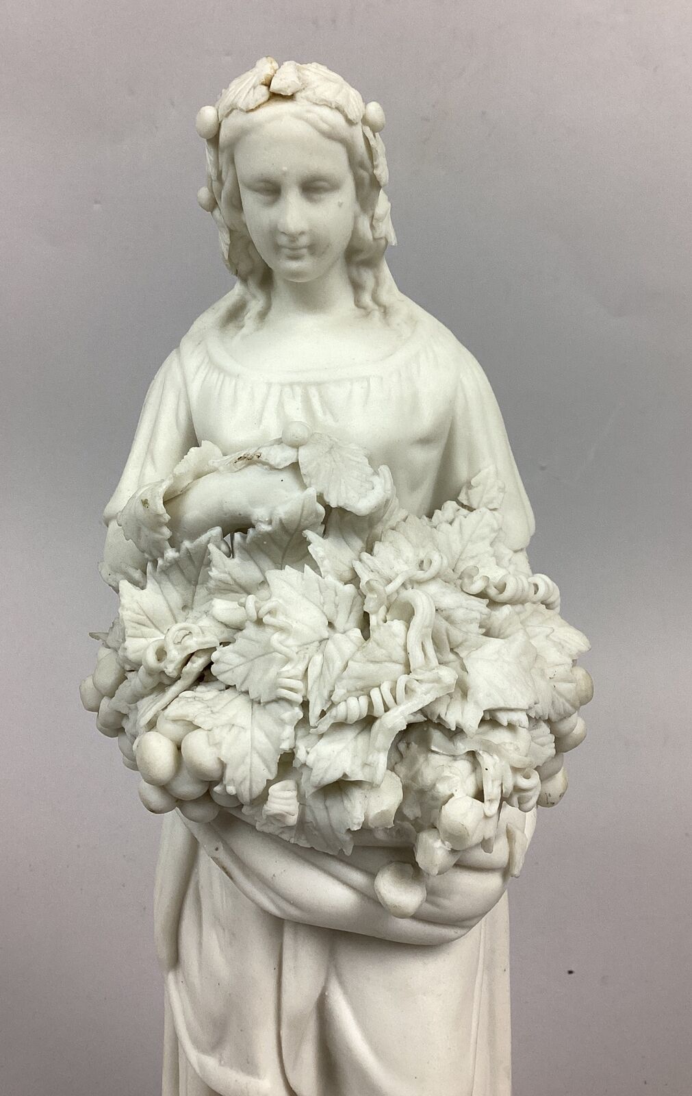 Antique 1800’s Parian Porcelain Figurine - Woman Of Autumn - 11”H