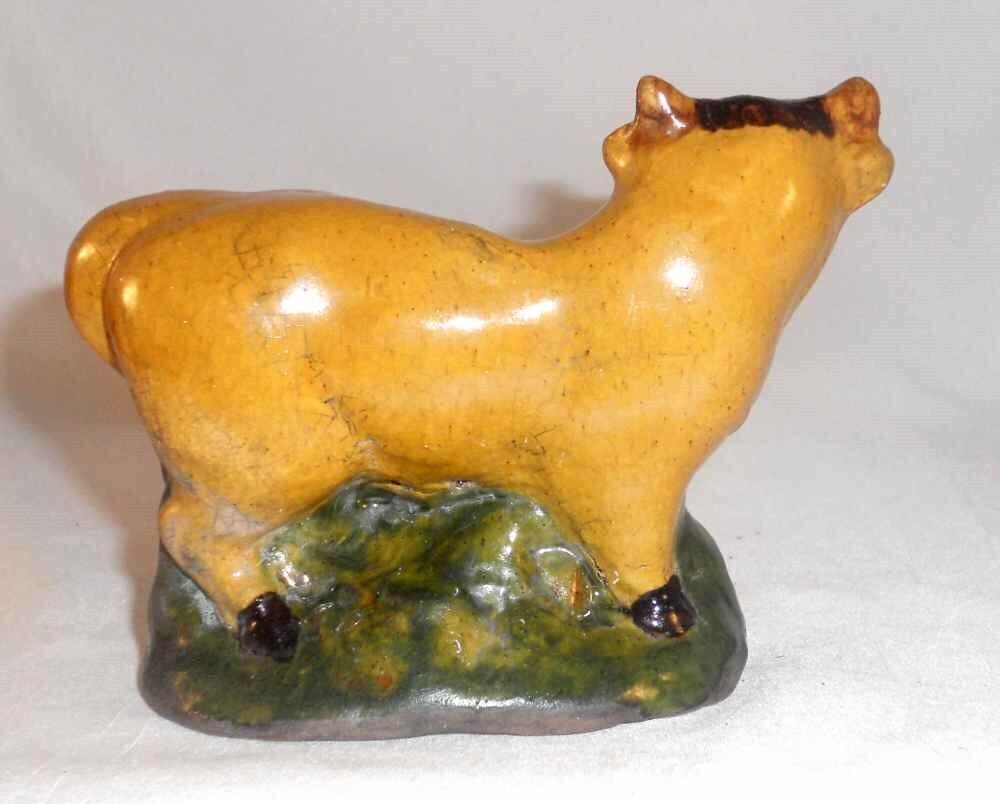 Shooner Contemporary Redware Glazed Child's Toy Folk Art Cow Standing Figurine