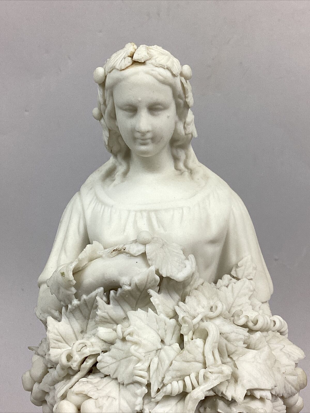 Antique 1800’s Parian Porcelain Figurine - Woman Of Autumn - 11”H