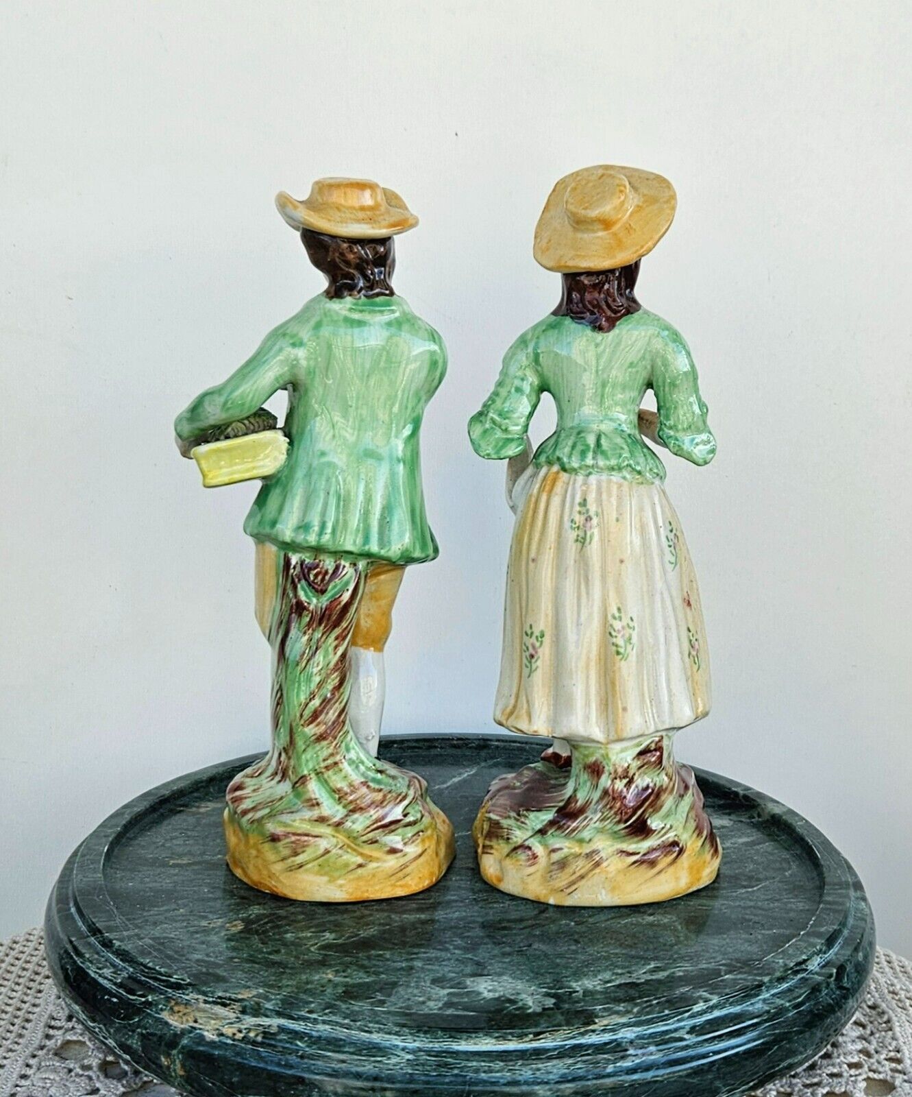 Antique Pair Old Staffordshire Porcelain Figurine England 1800s
