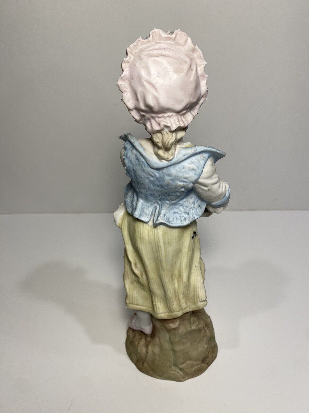 Antique German Bisque Figurine Woman With Raised Accents Soft Pastel, 1800s Read