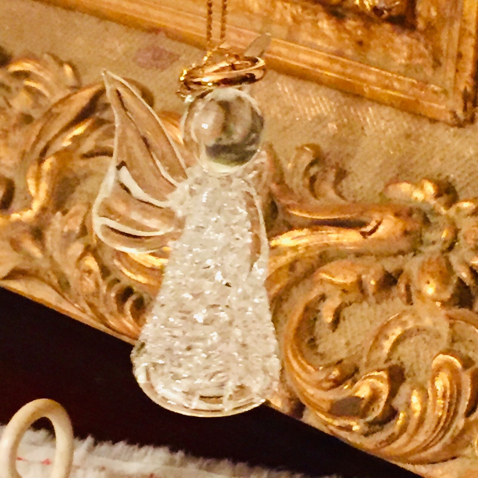 Guardian Angel Figurine Sun-Catcher Ornament Mouth Blown Art Glass Christian