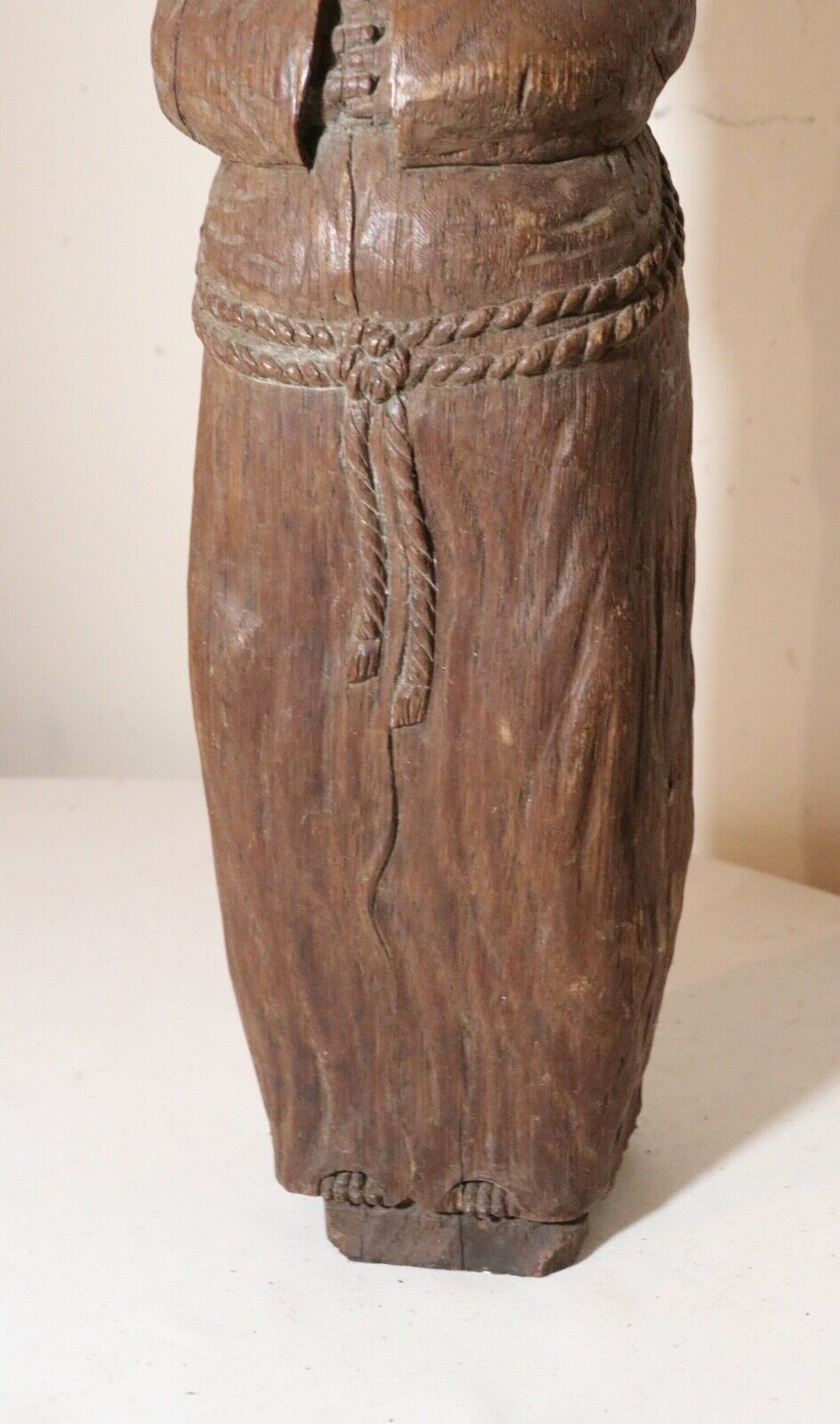 antique 1800s hand carved wood folk art friar monk statue sculpture religious