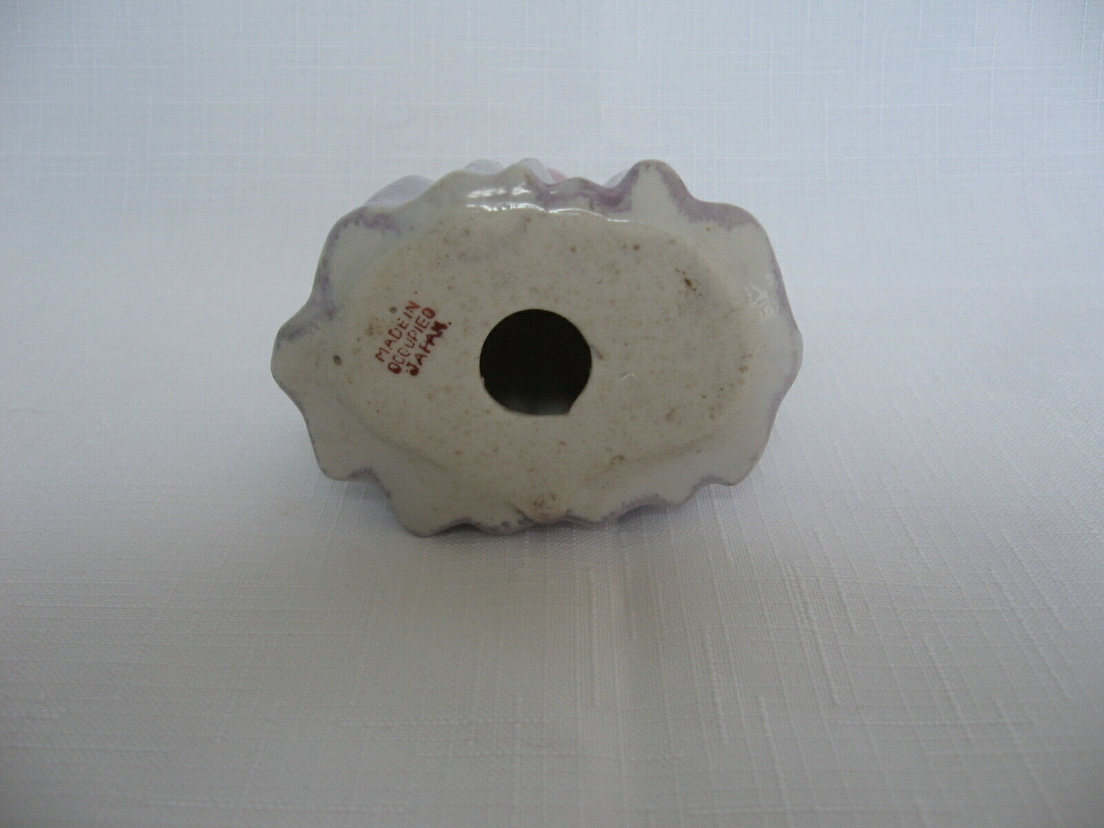 Small Made in Occupied Japan figurine 1700s woman bonnet basket flowers