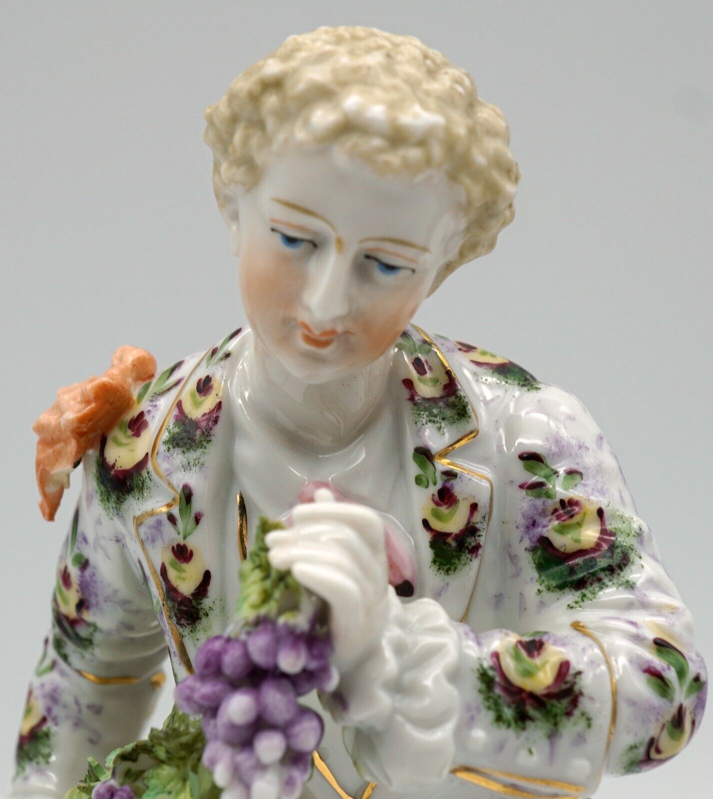 A Pair of Antique Porcelain Figurines Man & Woman Volkstedt Two pitchforks 1800s
