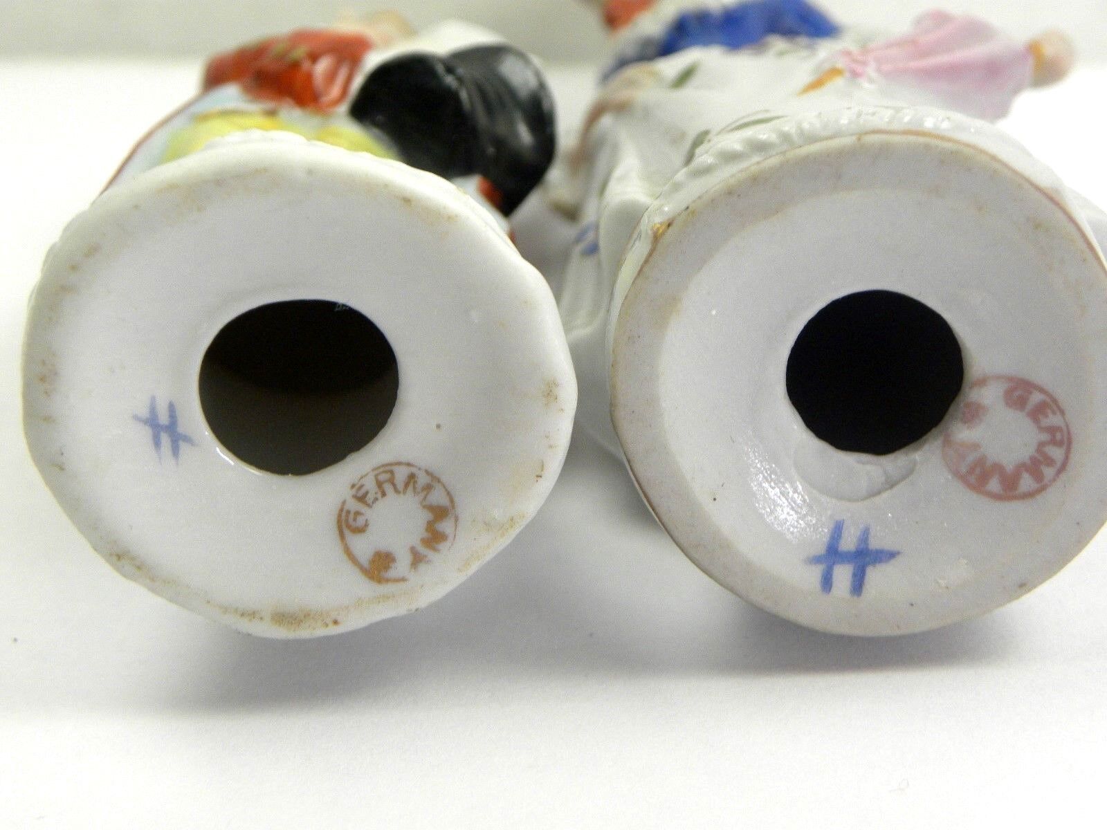 Antique Porcelain Figurines Germany Anspach 1700's 18 C Pair Germany