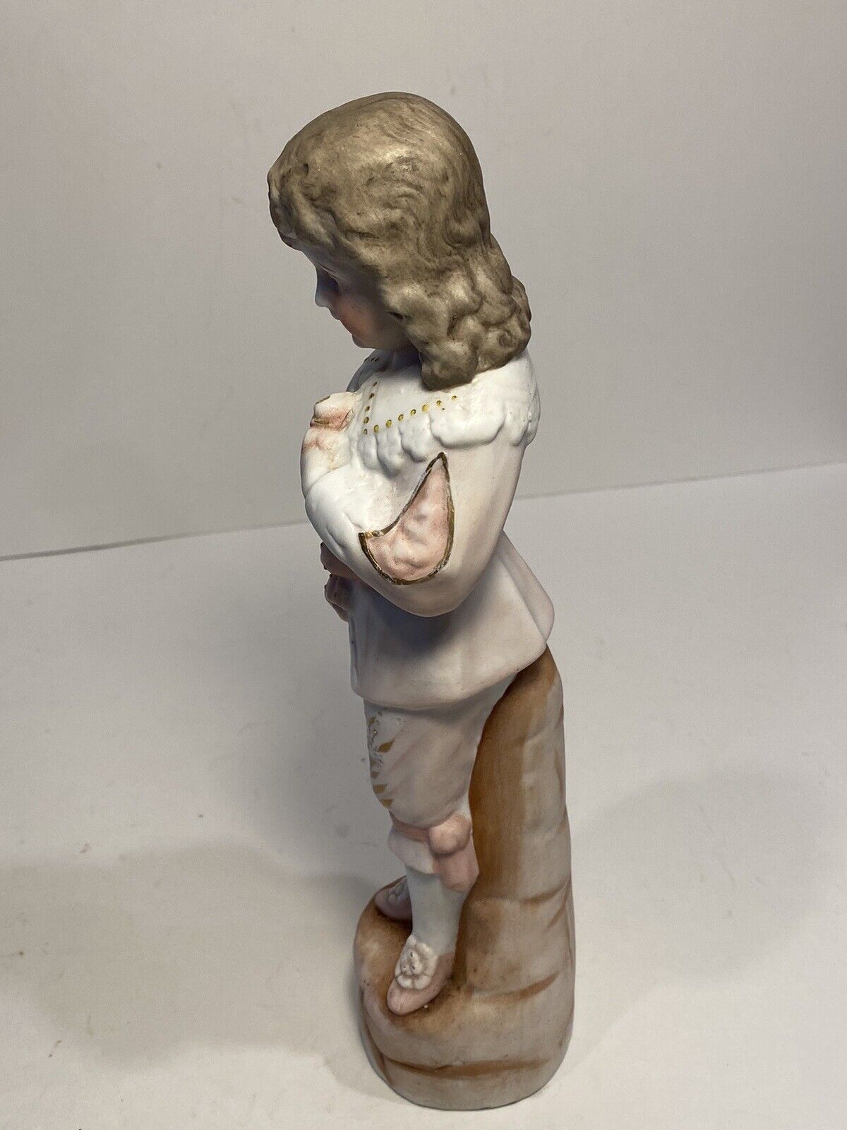 Antique German Bisque Figurine Man With Rose & Hat,  Marked 5264 From 1800s Vtg